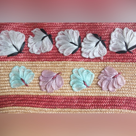 Vintage Straw Market Bag or Tote with Handles, Woven Sisal Bucket Purse, Retro - Picture 4 of 9